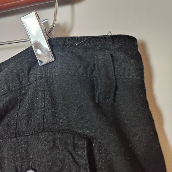 AB Studio Women's Sz 16 Black Linen Blend Shorts Roll Cuff Lightweight - Picture 3 of 6